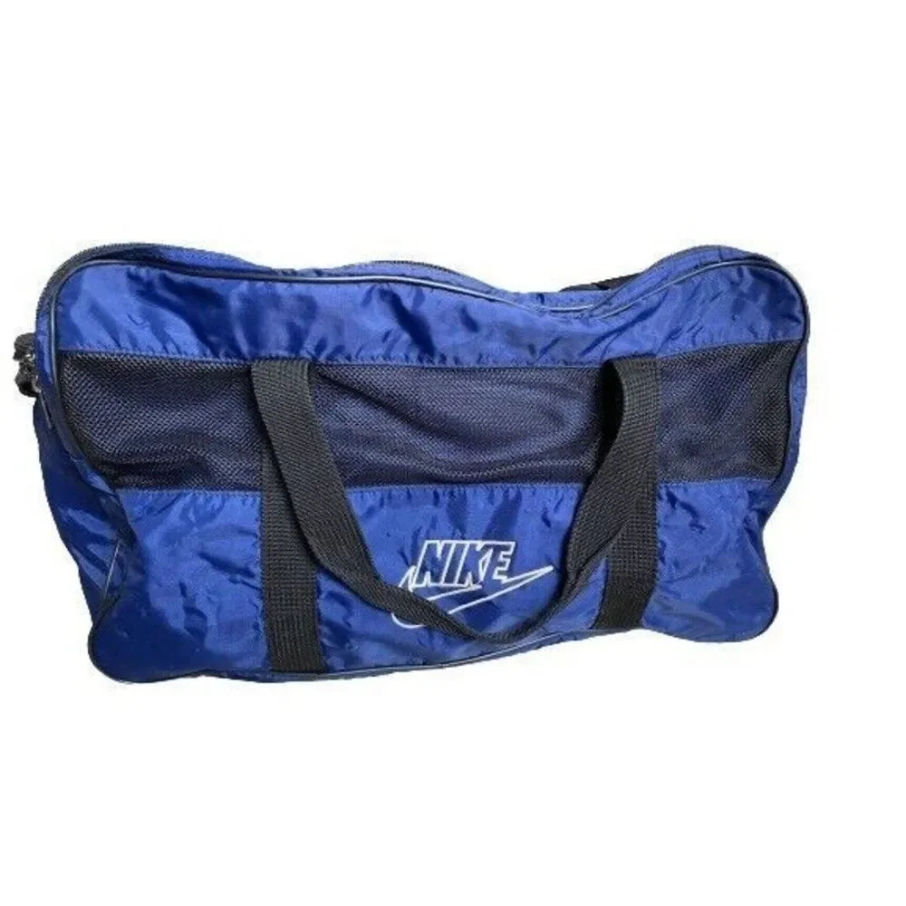 Vtg Nike Duffel Gym Bag Blue Black  RN 56323 Baseball Softball Shoulder …